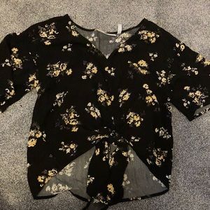 Floral tie front blouse